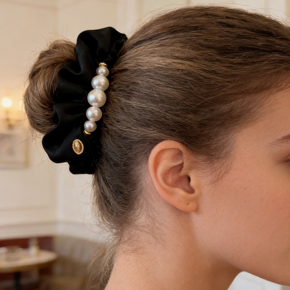 Hair Tie Velvet - Fashion Velvet Pearl Hair Scrunchies for