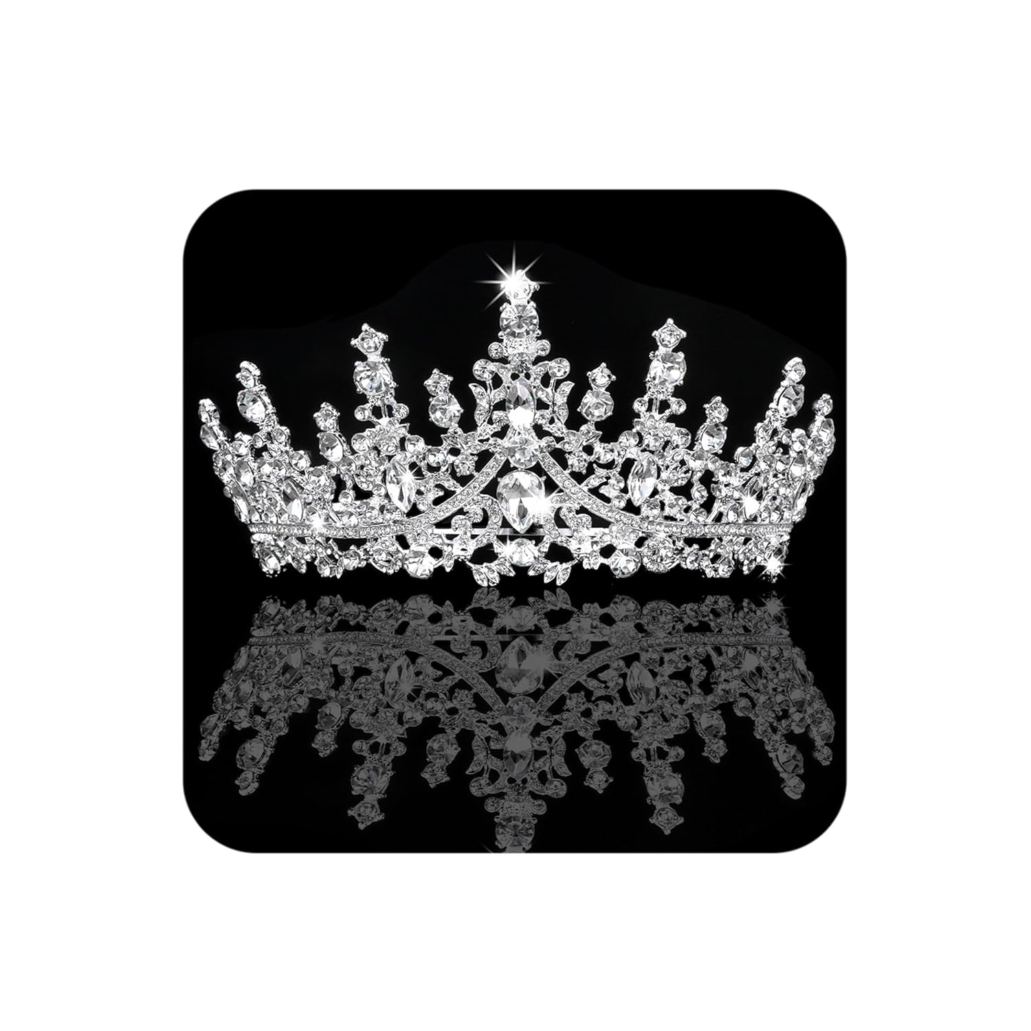 Women Accessories For Wedding - Silver Crystal Queen Crown for Women