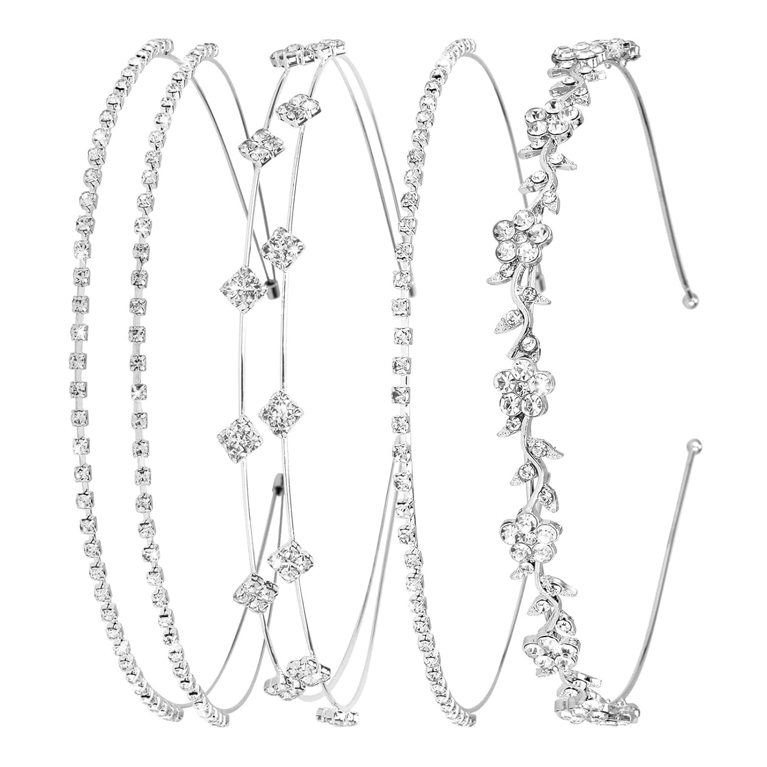 Women Accessories For Wedding - 4 Pcs Rhinestone Headband Set for