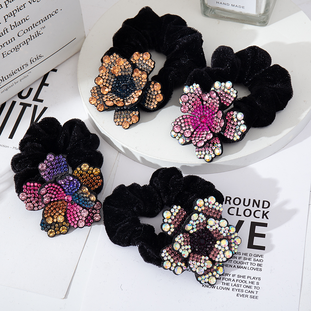 Women Rhinestone Scrunchies Ve - Hair Tie Velvet บทวิจารณ์และราคา