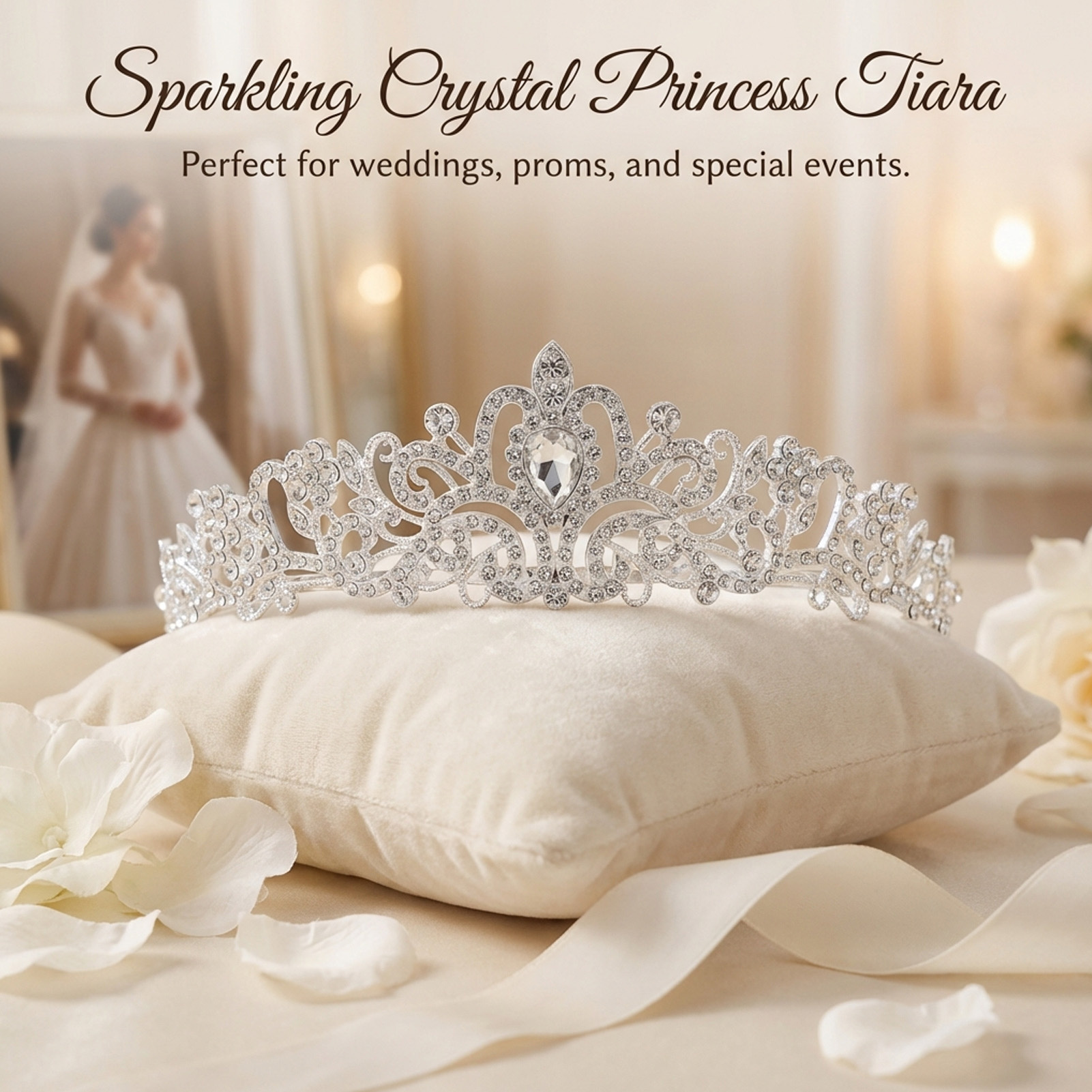 Elegant Bridal Crown Sparkly R - Women Accessories For Wedding บทวิจารณ์และราคา