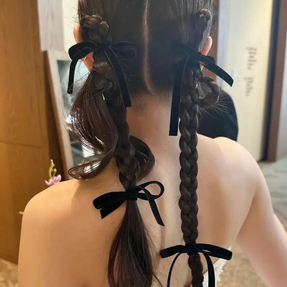 2Pcs Fashion Black Velvet Bow  - Hair Tie Velvet บทวิจารณ์และราคา