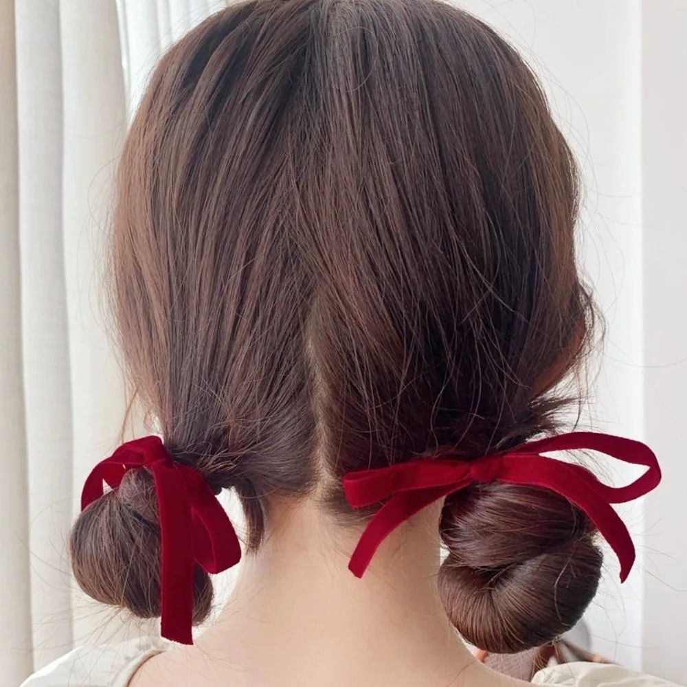 2Pcs Fashion Black Velvet Bow  - Hair Tie Velvet บทวิจารณ์และราคา