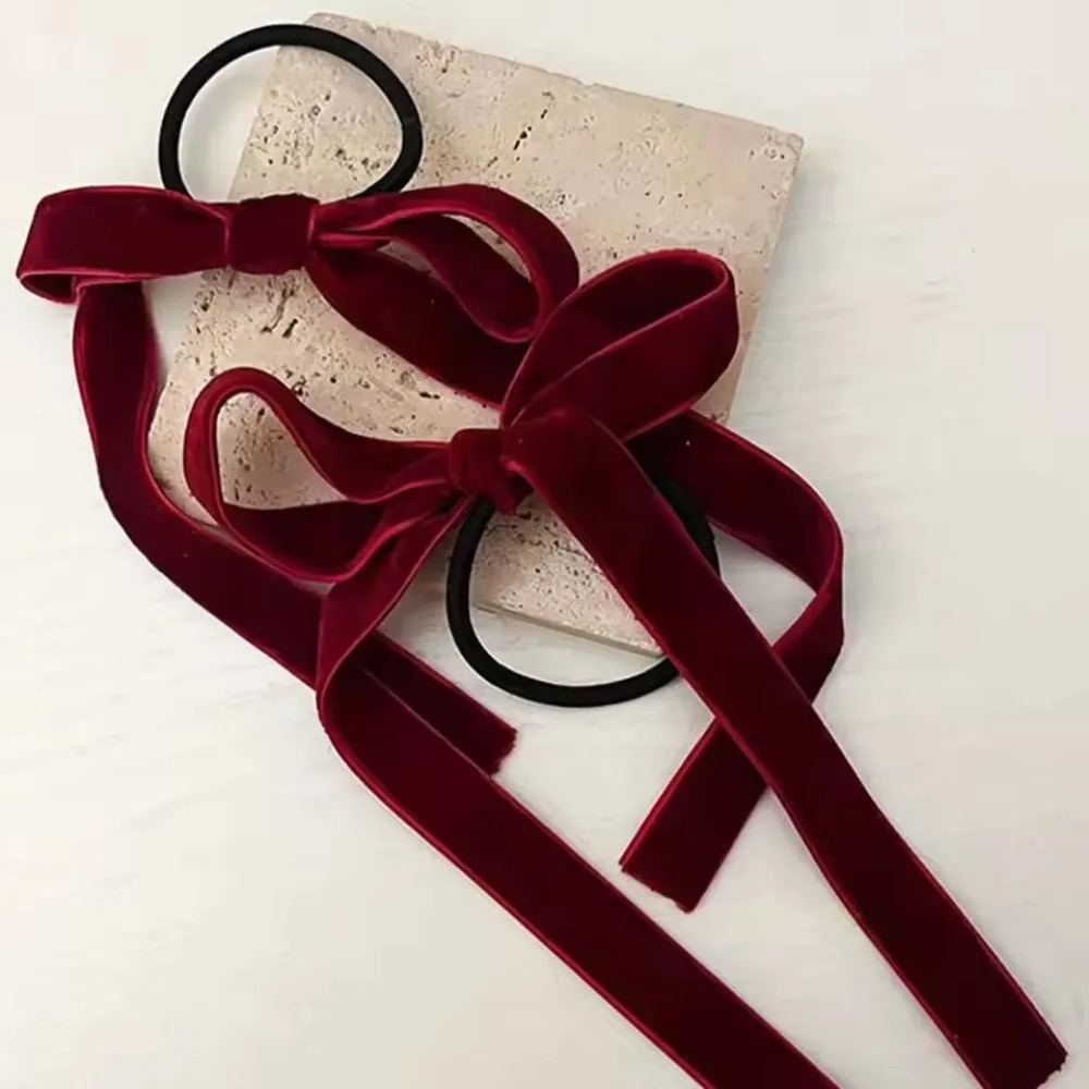 2Pcs Fashion Black Velvet Bow  - Hair Tie Velvet บทวิจารณ์และราคา