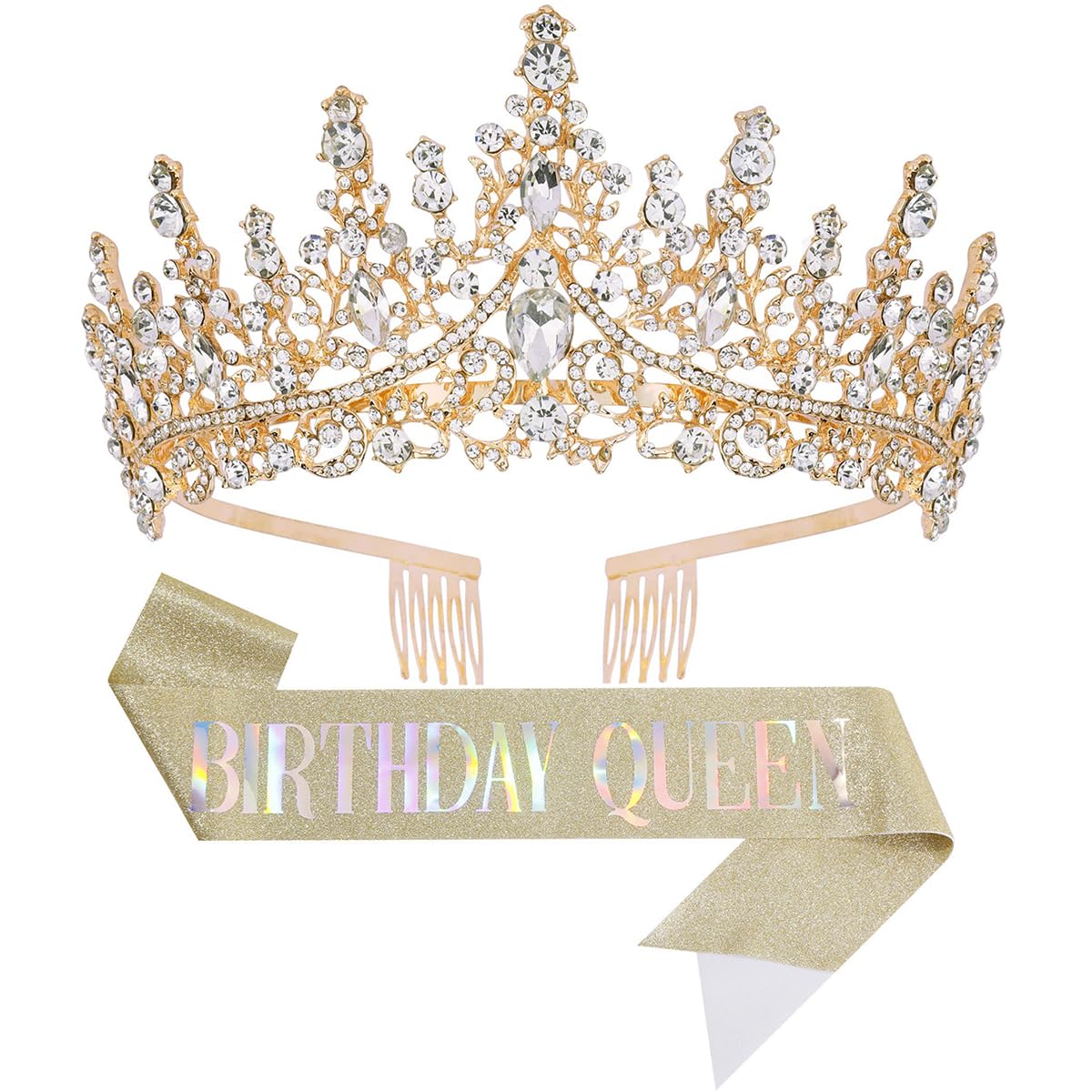 Tiara Crown with Sash for Wome - Women Accessories For Wedding บทวิจารณ์และราคา
