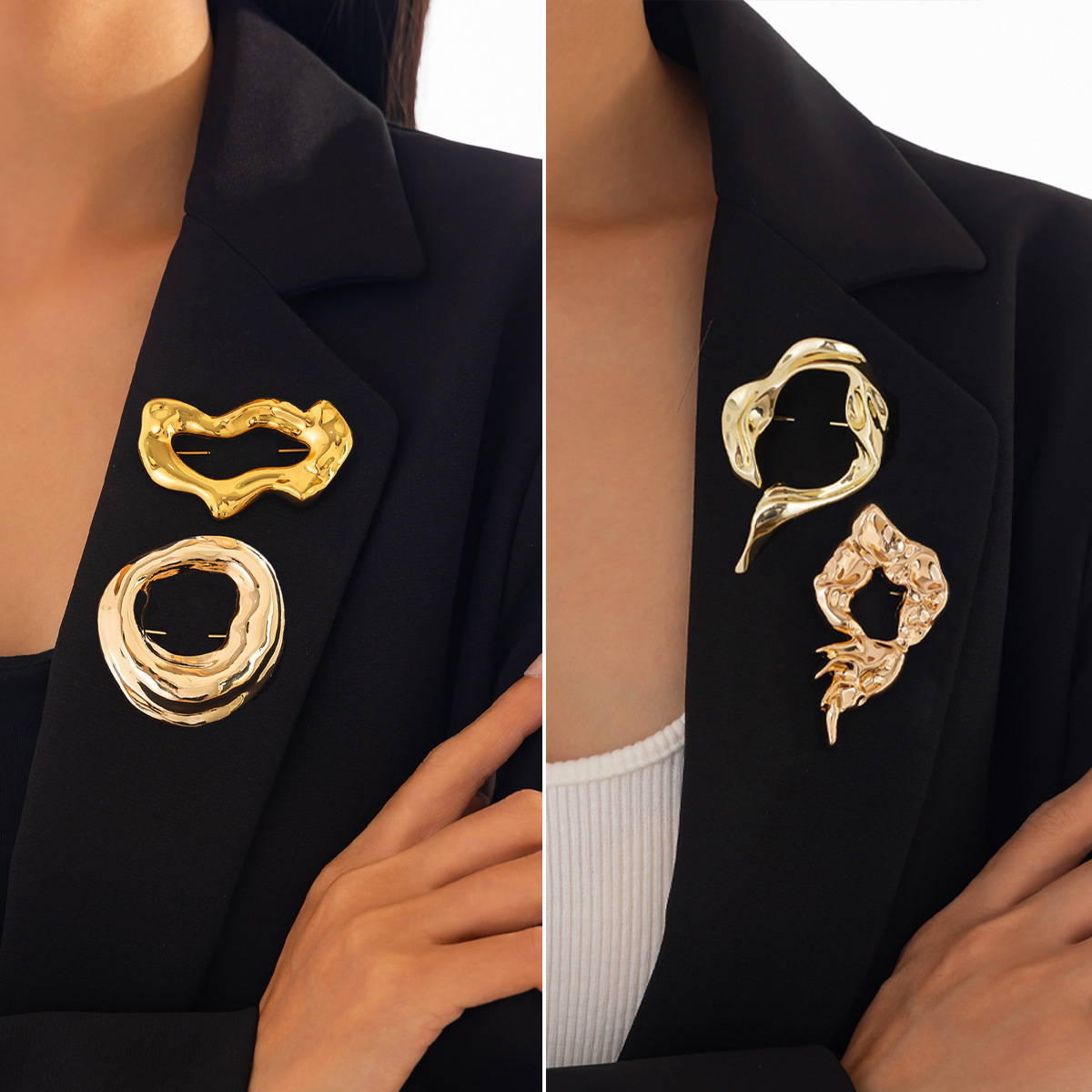 Punk Gold Plated Liquid Irregu - Women Accessories Wholesale บทวิจารณ์และราคา