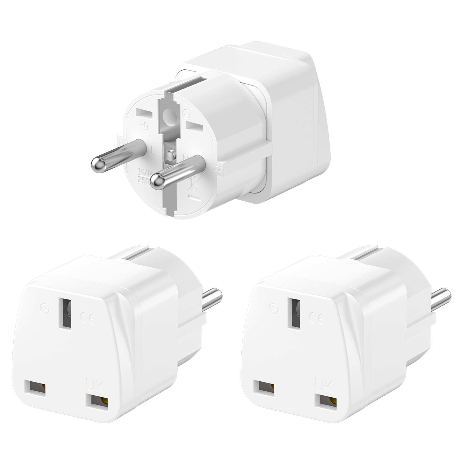 3PCS UK to EU Plug Adapter Eur - Women Accessories In Uk บทวิจารณ์และราคา