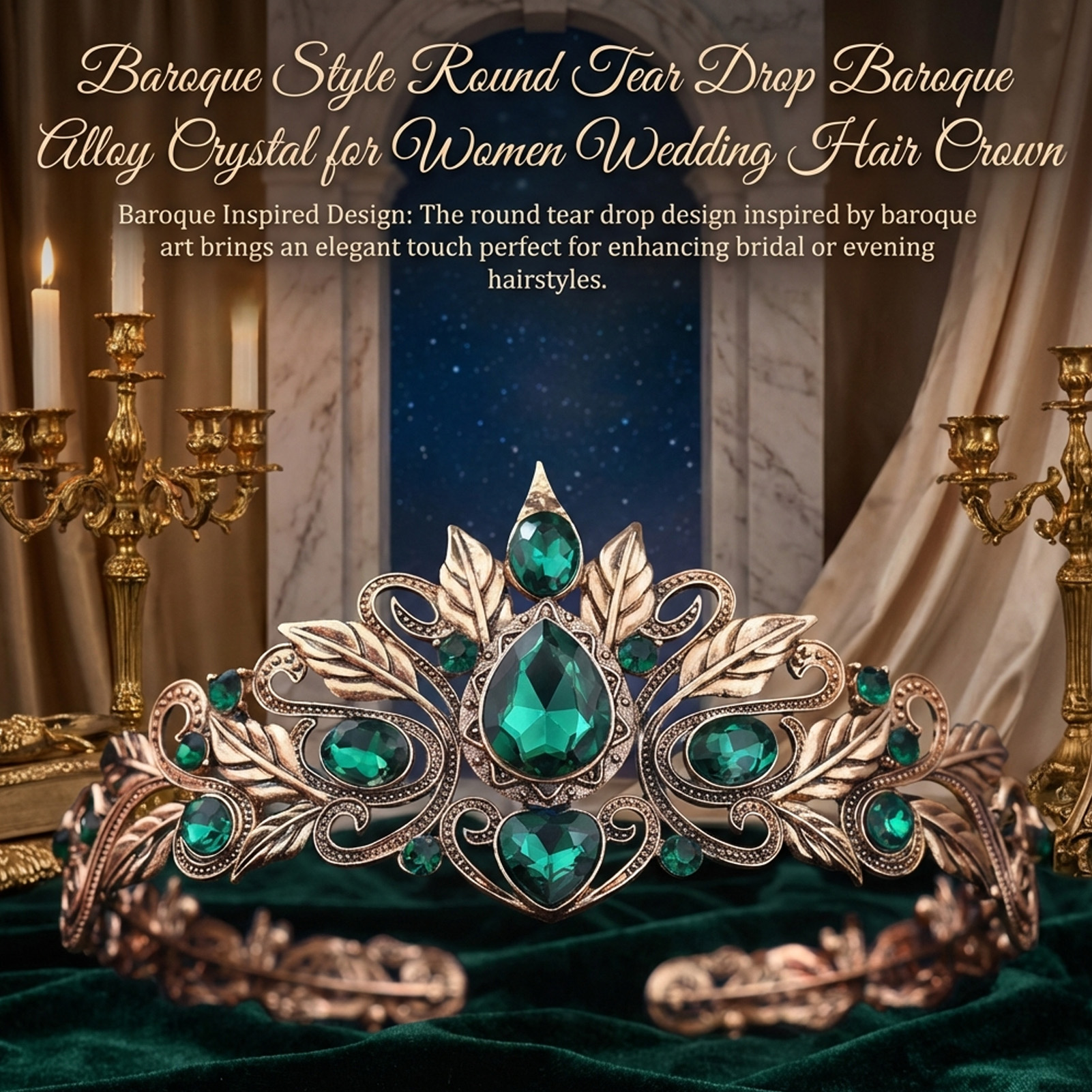Baroque Style Round Tear Drop  - Women Accessories For Wedding บทวิจารณ์และราคา