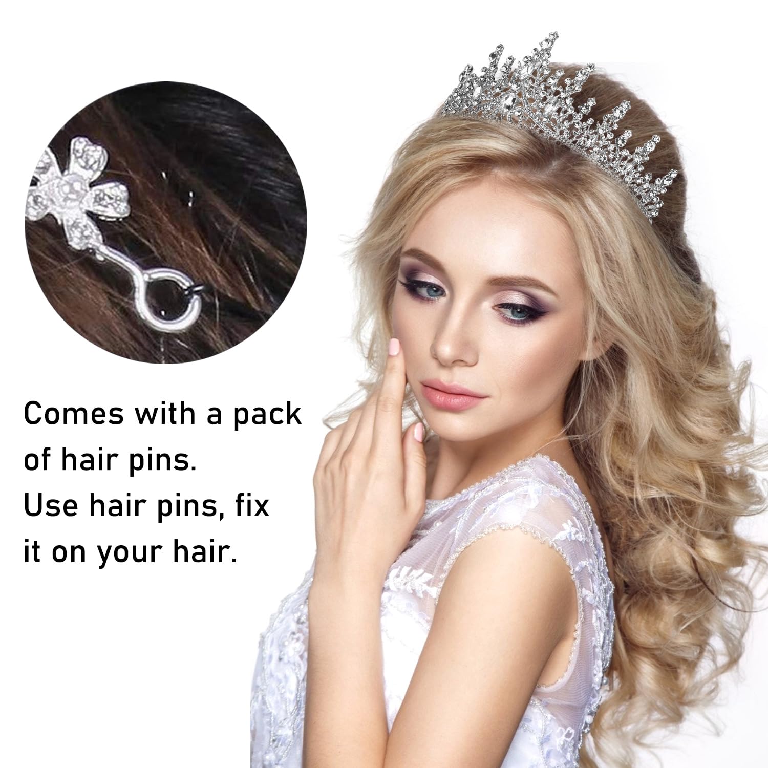 Silver Crystal Queen Crown for - Women Accessories For Wedding บทวิจารณ์และราคา