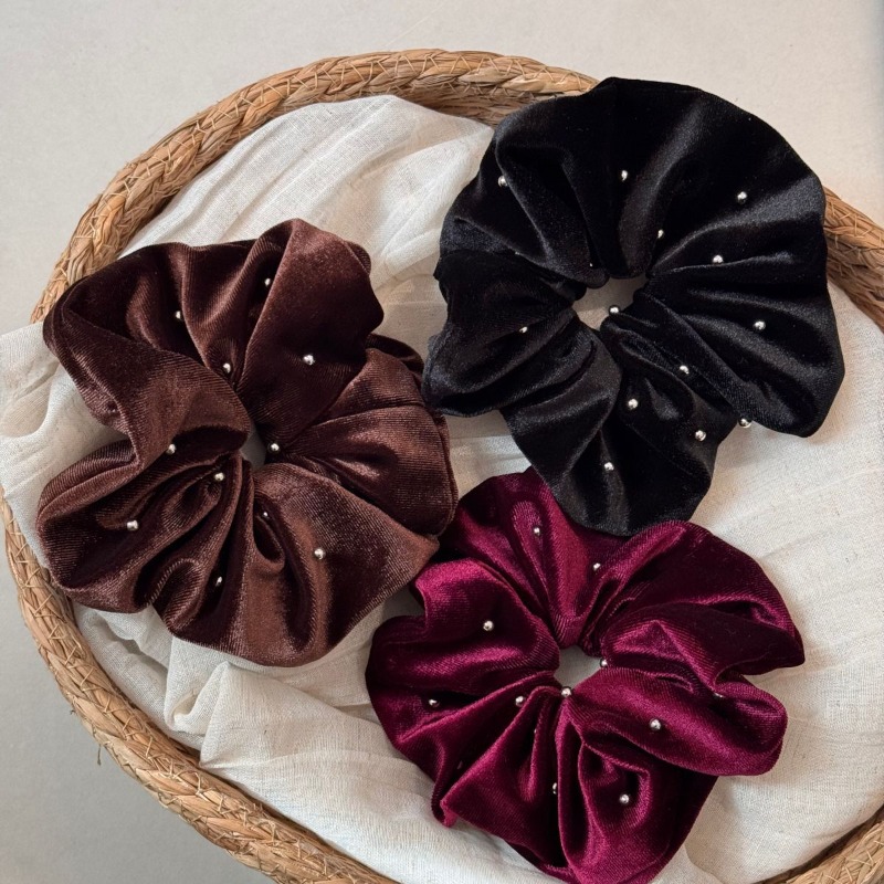 Korean Rhinestone Velvet Hair  - Hair Tie Velvet บทวิจารณ์และราคา