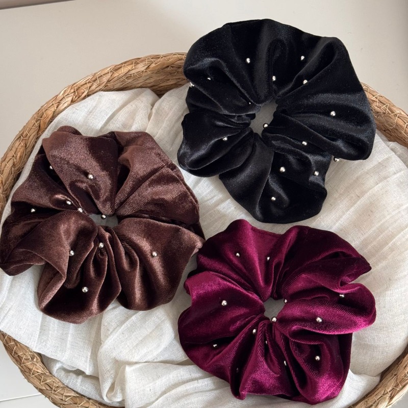 Korean Rhinestone Velvet Hair  - Hair Tie Velvet บทวิจารณ์และราคา