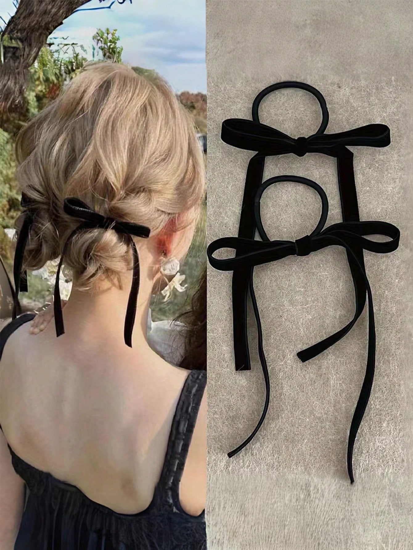 2/8pcs Fashion Black Velvet Bo - Hair Tie Velvet บทวิจารณ์และราคา