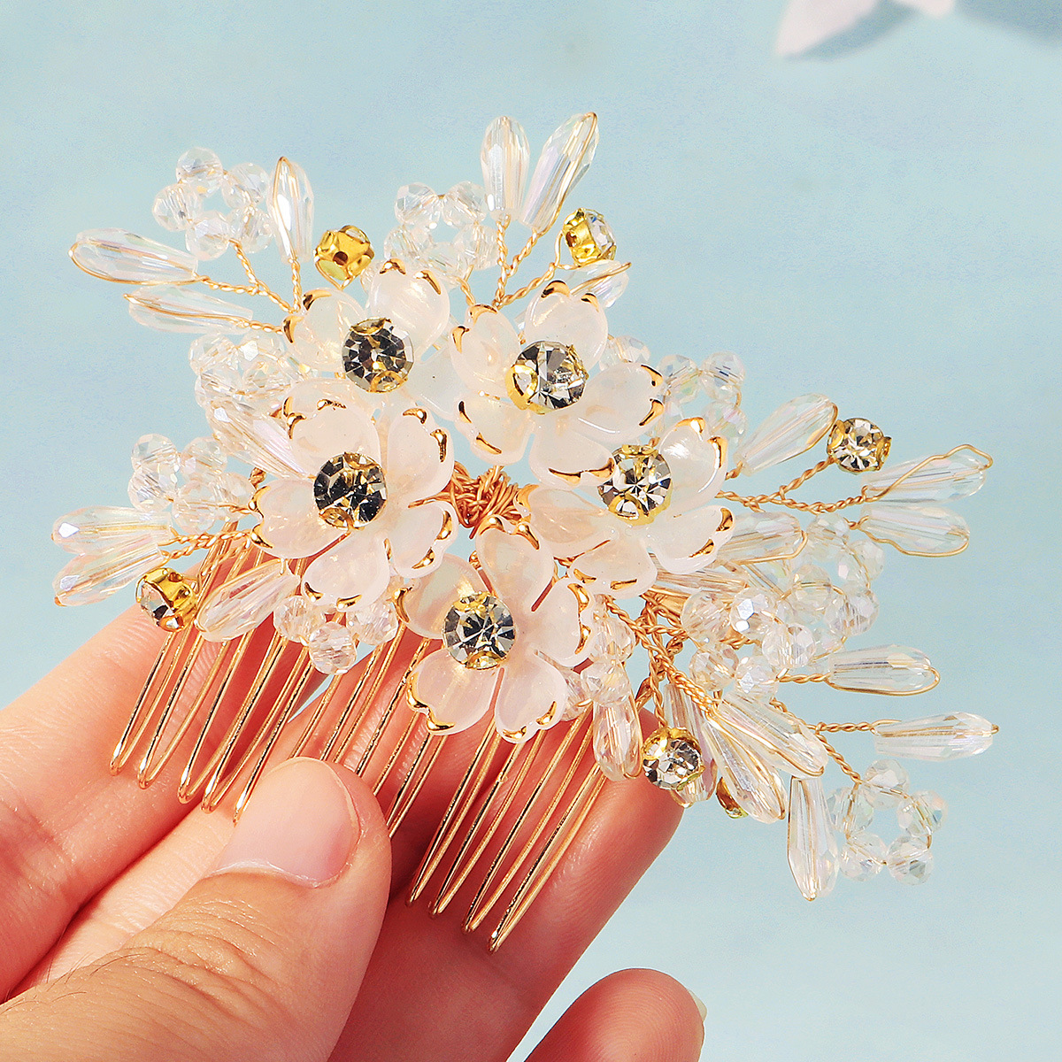 Hair Comb Crystal Flower Beade - Women Accessories For Wedding บทวิจารณ์และราคา