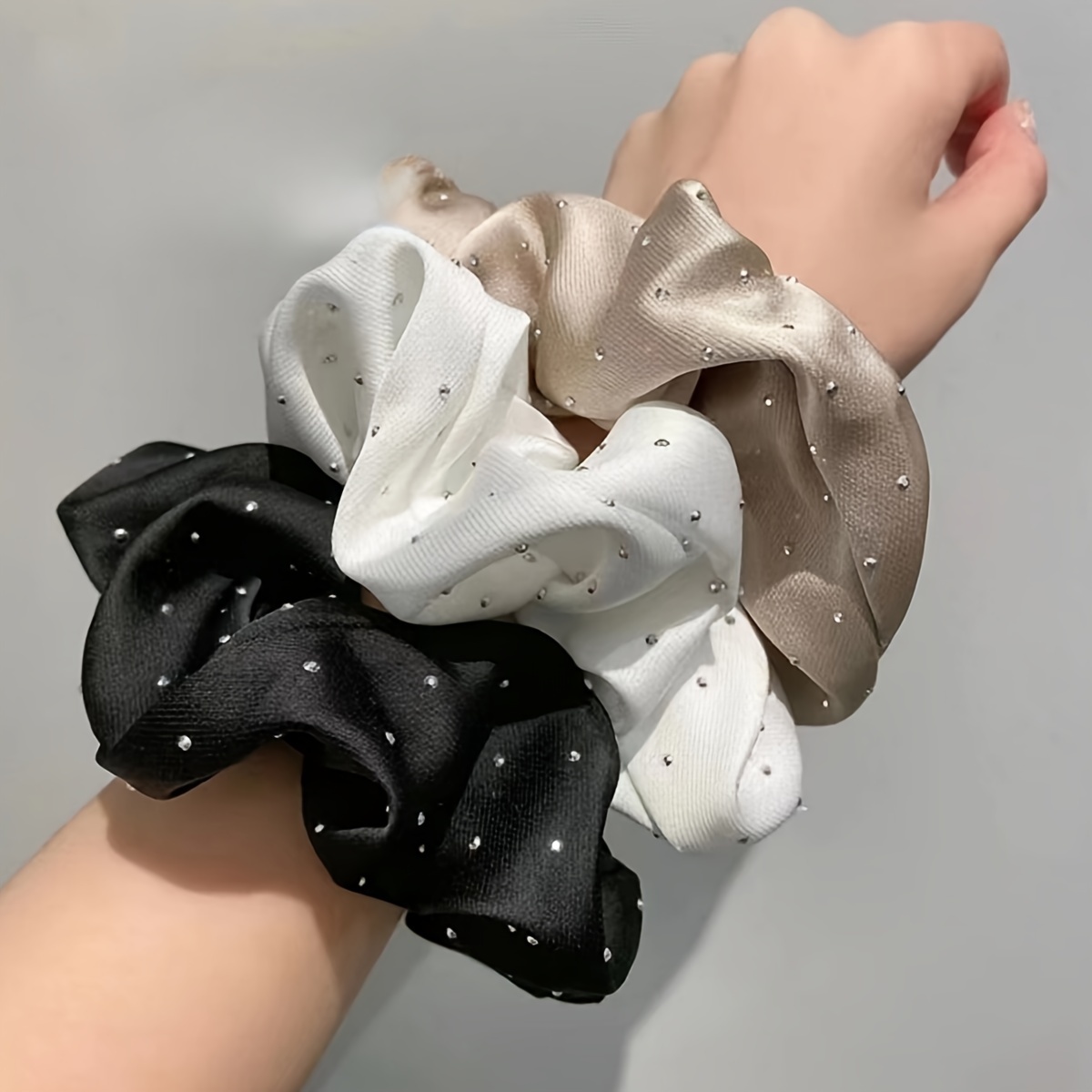 1/3PCS Satin Scrunchies With R - Hair Tie Velvet บทวิจารณ์และราคา