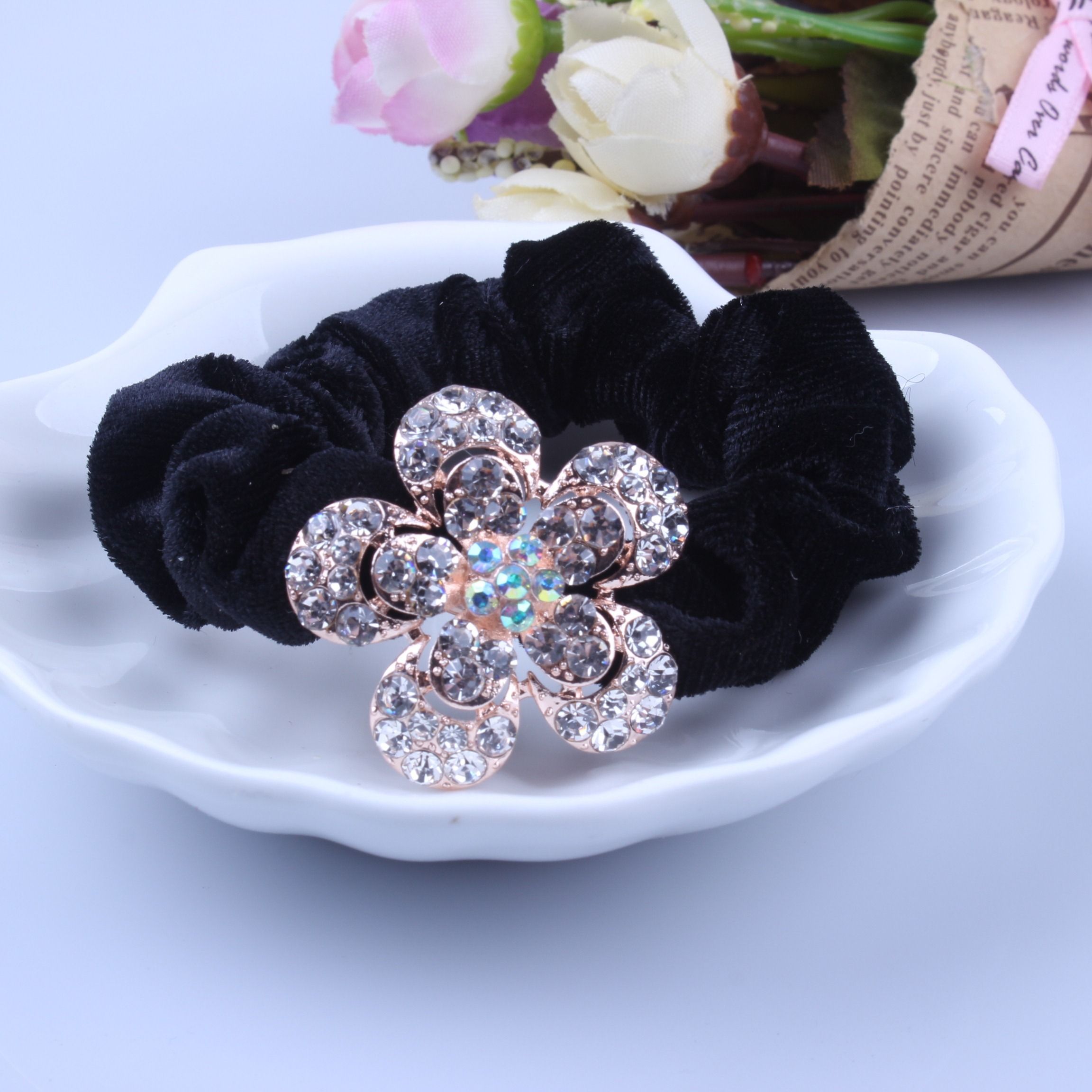 1 PC Black Velvet Scrunchies P - Hair Tie Velvet บทวิจารณ์และราคา