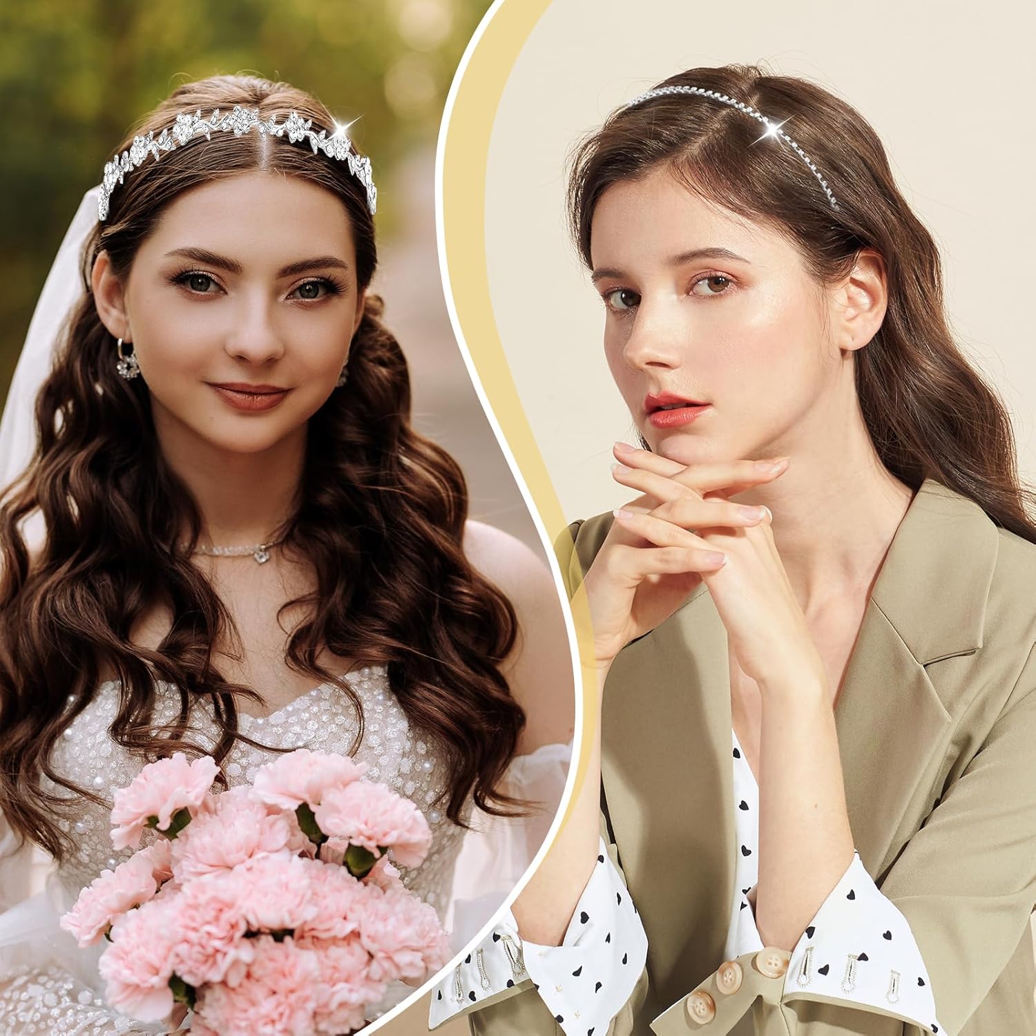 4 Pcs Rhinestone Headband Set  - Women Accessories For Wedding บทวิจารณ์และราคา