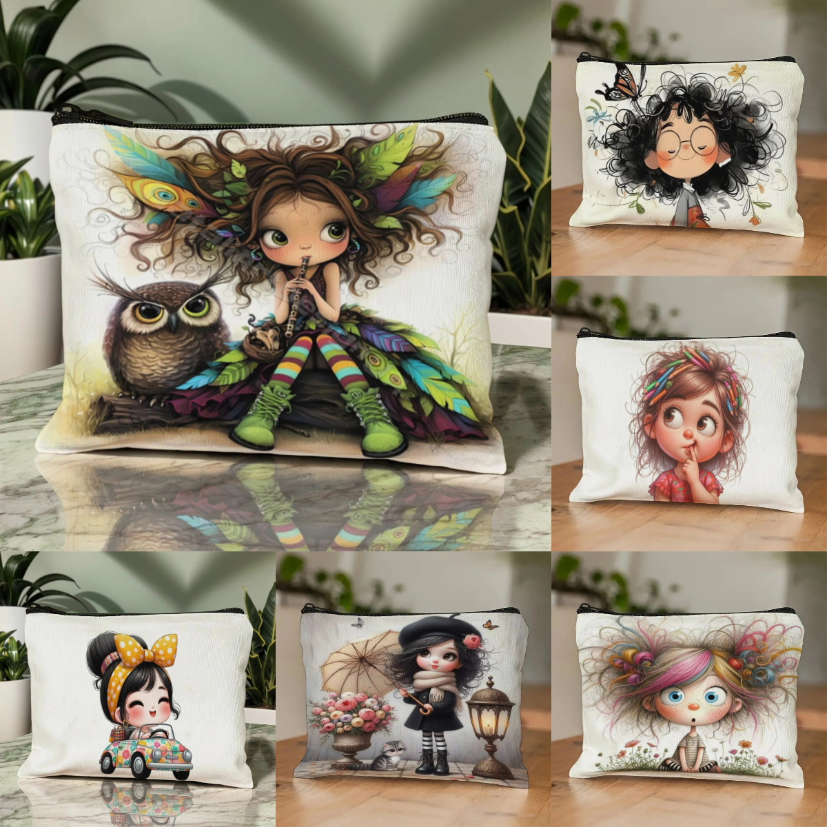 Cartoon Girl Makeup Bag Zipper - Women Accessories Organizer บทวิจารณ์และราคา