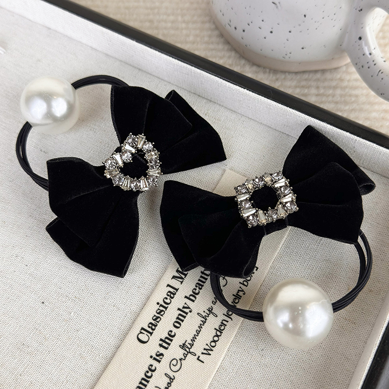 Retro Black Velvet Rhinestone  - Hair Tie Velvet บทวิจารณ์และราคา