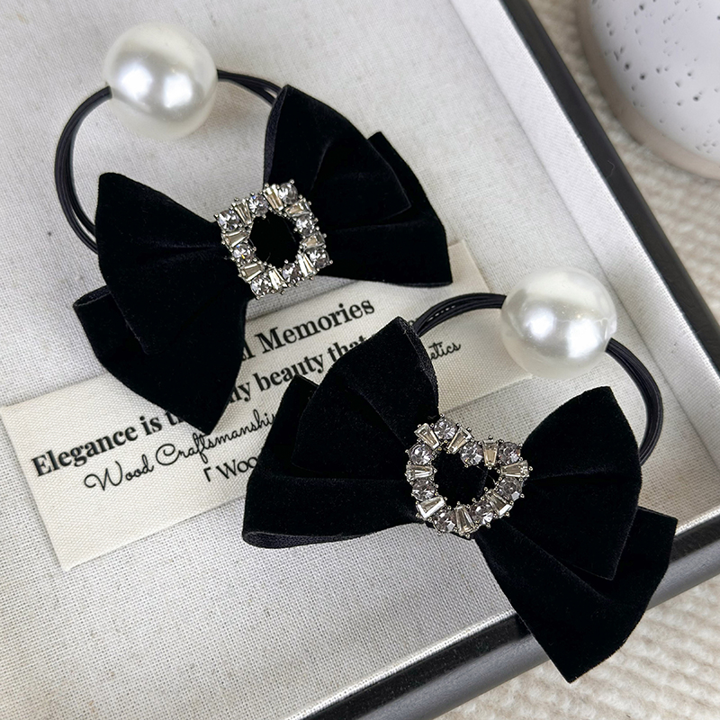Retro Black Velvet Rhinestone  - Hair Tie Velvet บทวิจารณ์และราคา