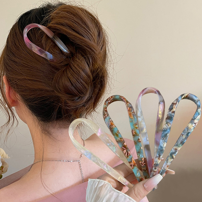 U-Shaped Hair Sticks Acetate A - Women Accessories Aesthetic บทวิจารณ์และราคา