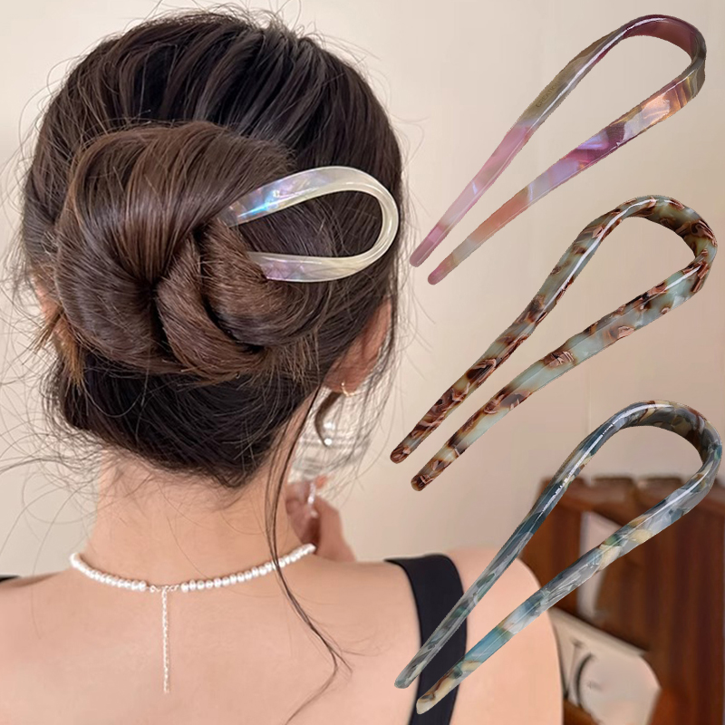 U-Shaped Hair Sticks Acetate A - Women Accessories Aesthetic บทวิจารณ์และราคา