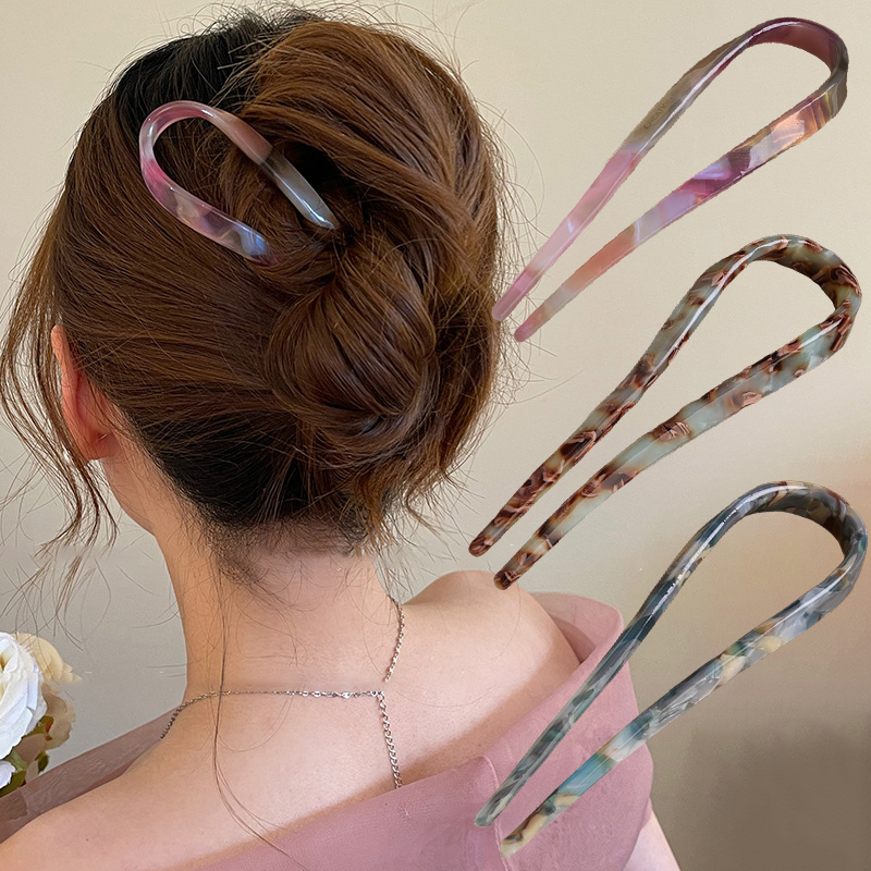 U-Shaped Hair Sticks Acetate A - Women Accessories Aesthetic บทวิจารณ์และราคา